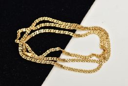 AN 18CT GOLD CURB LINK CHAIN NECKLACE, with spring release clasp, import mark for London, rubbed,