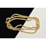 AN 18CT GOLD CURB LINK CHAIN NECKLACE, with spring release clasp, import mark for London, rubbed,