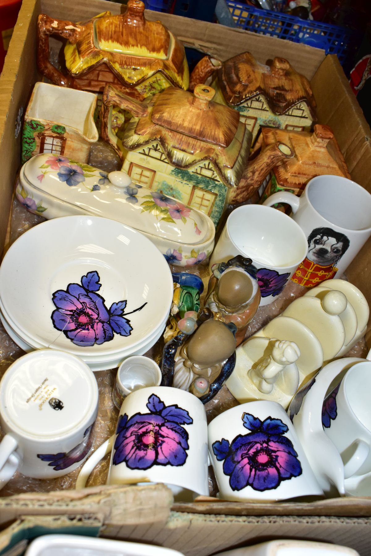 FIVE BOXES OF CERAMICS, to include small quantity of Susie Cooper design, Wedgwood Blue Anemone ( - Image 3 of 13