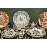 A COLLECTION OF 19TH CENTURY BRITISH PORCELAIN PLATES, CUPS, SOUP PLATES, etc, including a pair of