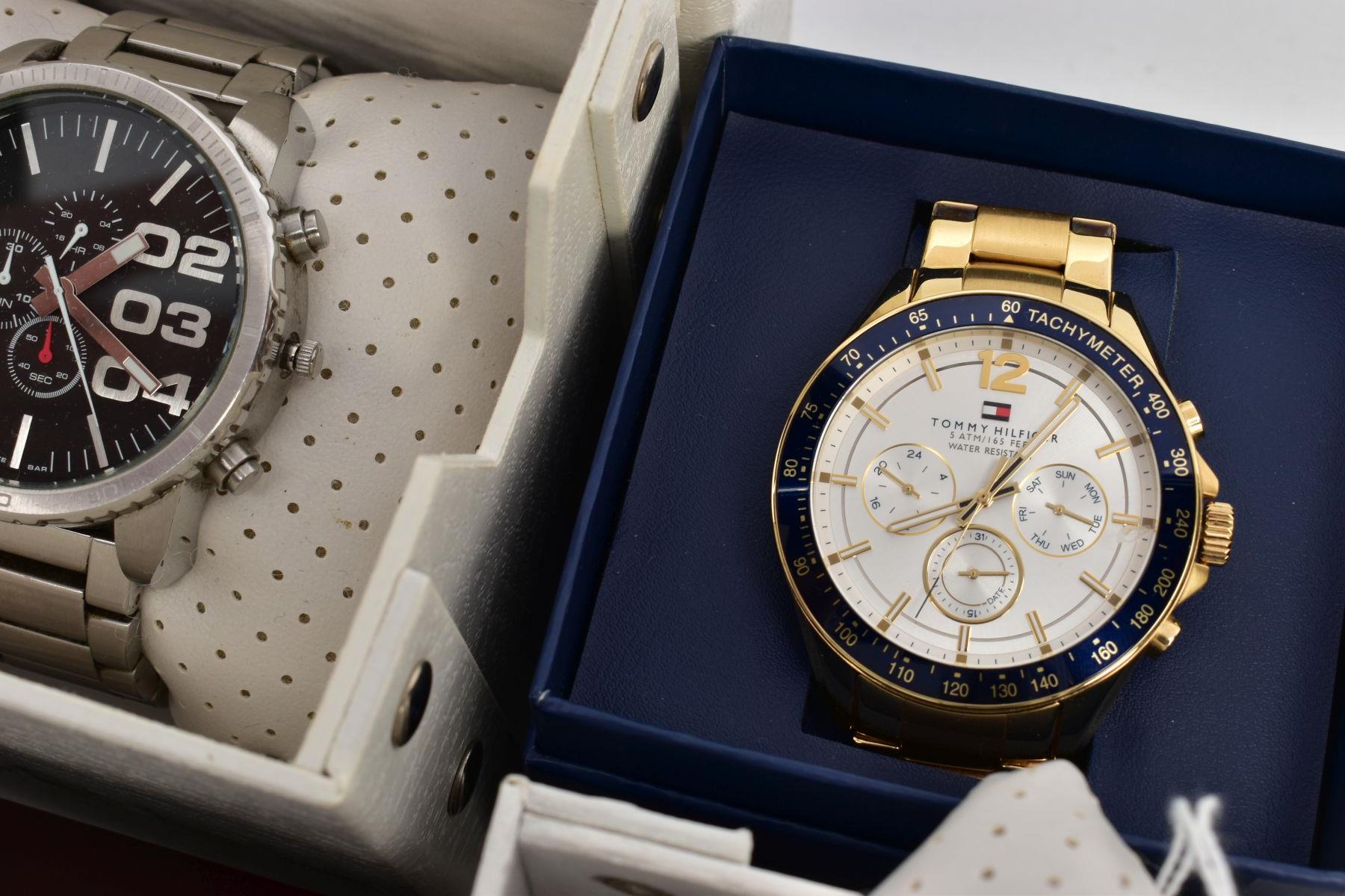 FOUR BOXED GENTS WRISTWATCHES, to include a 'Tommy Hilfiger' chronograph wristwatch fitted with a - Image 3 of 9
