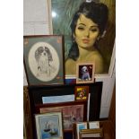 ASSORTED FRAMED PRINTS etc, to include a Gerritt Vandersyde 'Nina' print of a female figure,