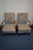 A PAIR FRENCH STYLE MAHOGANY ARMCHAIRS