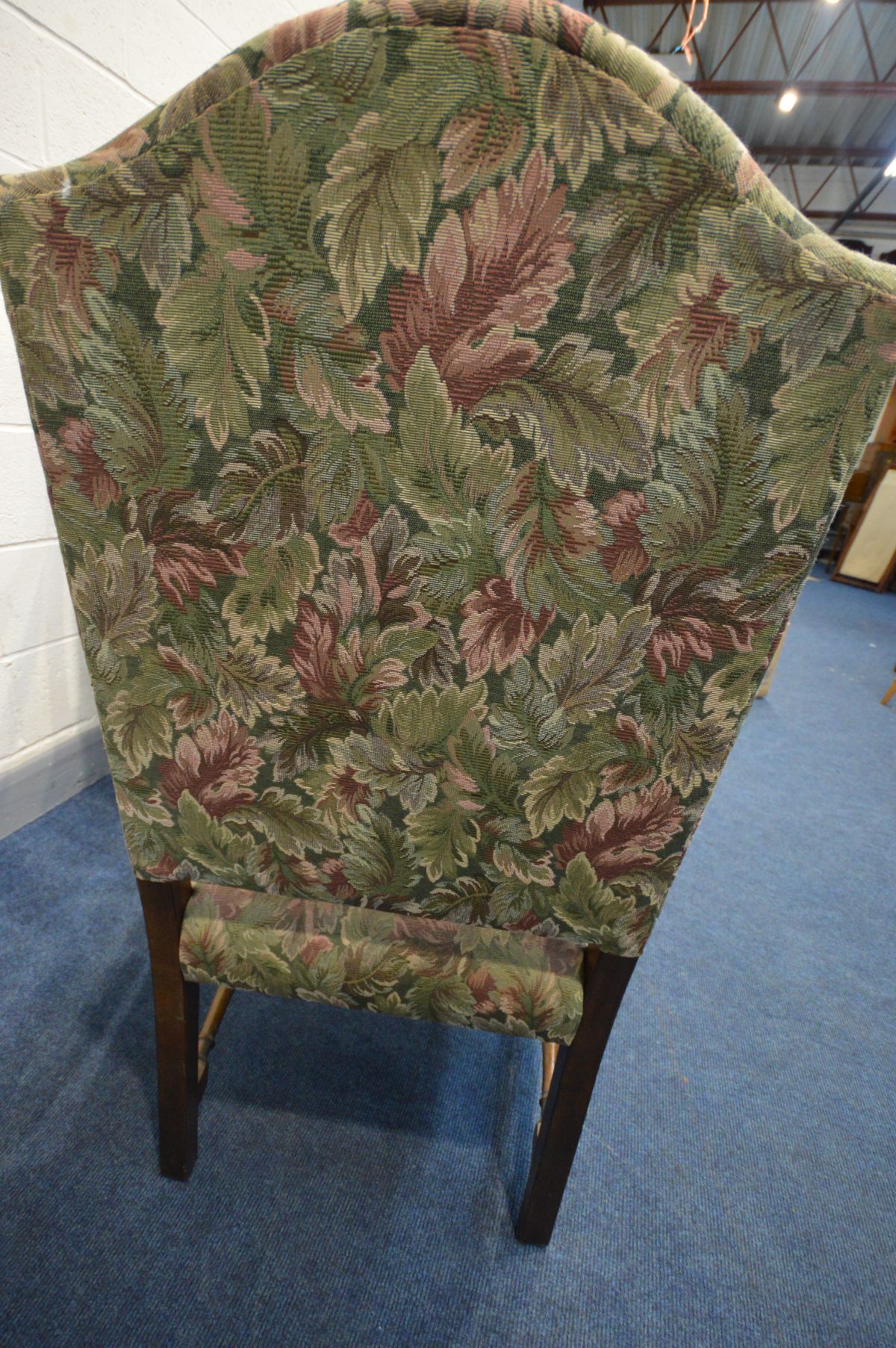 A LOUIS XIV STYLE BEECH OPEN ARMCHAIR, 20th century, on turned and block supports united by a H - Image 6 of 7