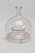 A LATE 18TH/19TH CENTURY HAND BLOWN GLASS FLY CATCHER BOTTLE, of onion form, height 17cm, the