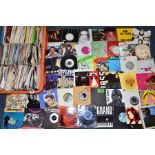 A TRAY CONTAINING OVER FOUR HUNDRED 7in SINGLES AND Eps artists include Elvis Presley, George