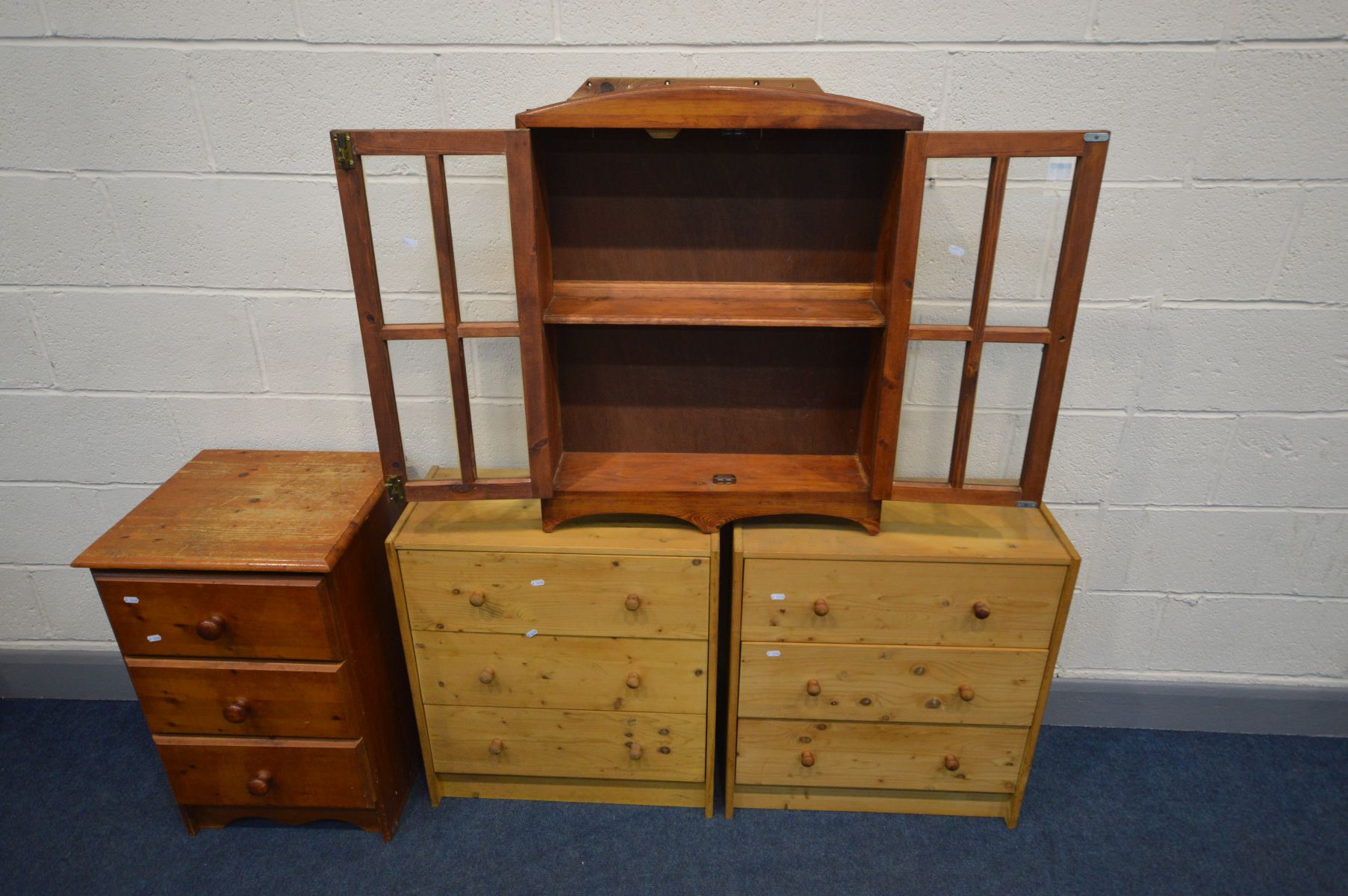 A COLLECTION OF PINE FURNITURE to include a pair of slim three drawers chests, width 62cm x depth - Image 3 of 3