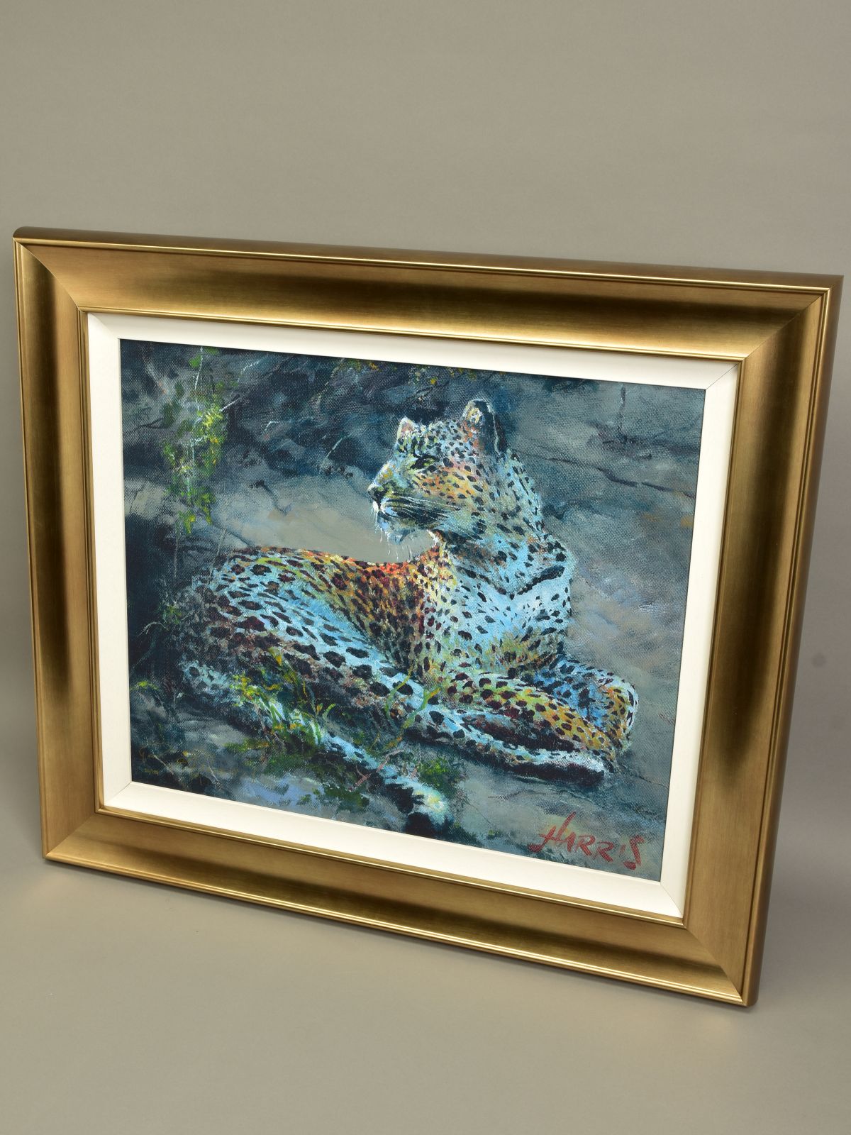 ROLF HARRIS (AUSTRALIAN 1930) 'LEOPARD RECLINING AT DUSK', signed limited edition print 24/195, with - Image 4 of 6