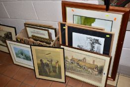 PAINTINGS AND PRINTS etc to include a watercolour of a thatched cottage, signed H. J Aveling 1930,