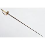 A SMALL POSSIBLY FRENCH COURT SWORD, blade is approximately 83cm in length, but tip is slightly