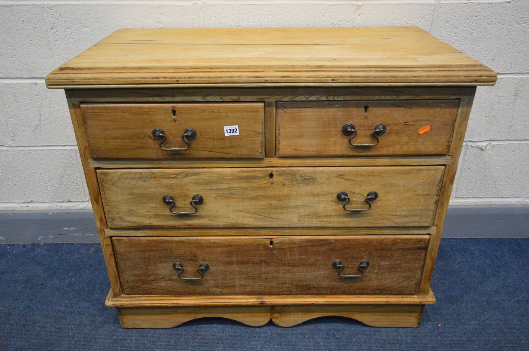 A SATINWOOD AND PINE CHEST OF CHEST OF TWO SHORT OVER TWO LONG DRAWERS, incorporating older timbers,