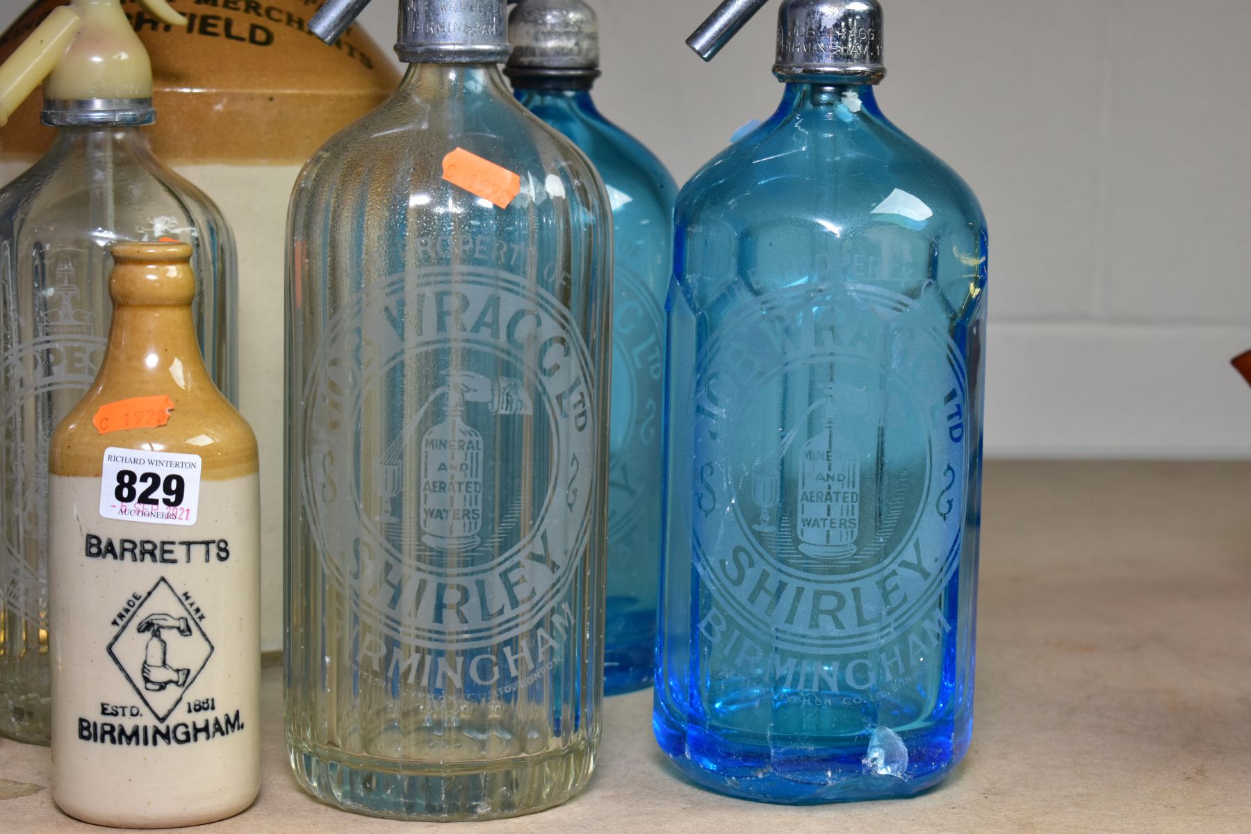 A GROUP OF ELEVEN BOTTLES, GLASS SODA SYPHONS etc, to include Codd bottles, intact with marbles, - Image 2 of 6