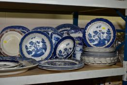 FORTY EIGHT PIECES OF MAINLY BLUE AND WHITE DINNERWARE BY DIFFERENT MANUFACTURERS, to include