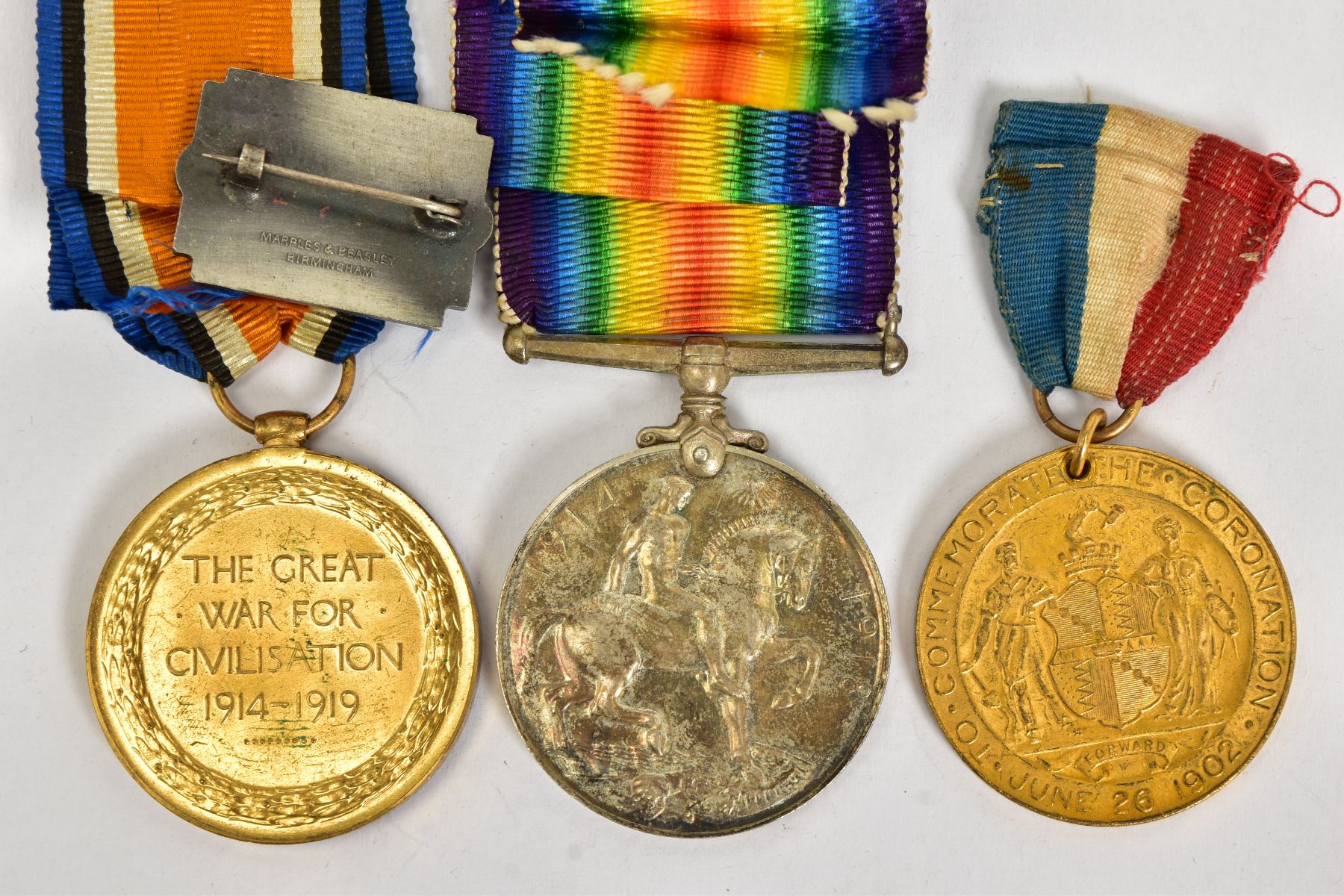 A WWI BRITISH WAR AND VICTORY MEDALS named to M-273495 Pte A.W.Tripp. ASC, together with a 1902 - Image 3 of 5