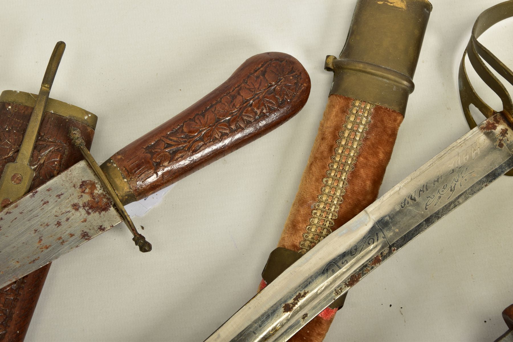 TWO EXAMPLES OF INDIAN SUB-CONTINENT TOURIST PIECE DAGGERS, both marked India, both with scabbards - Image 6 of 8