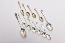 A SELECTION OF SILVER SPOONS, to include a silver old English pattern tablespoon, engraved