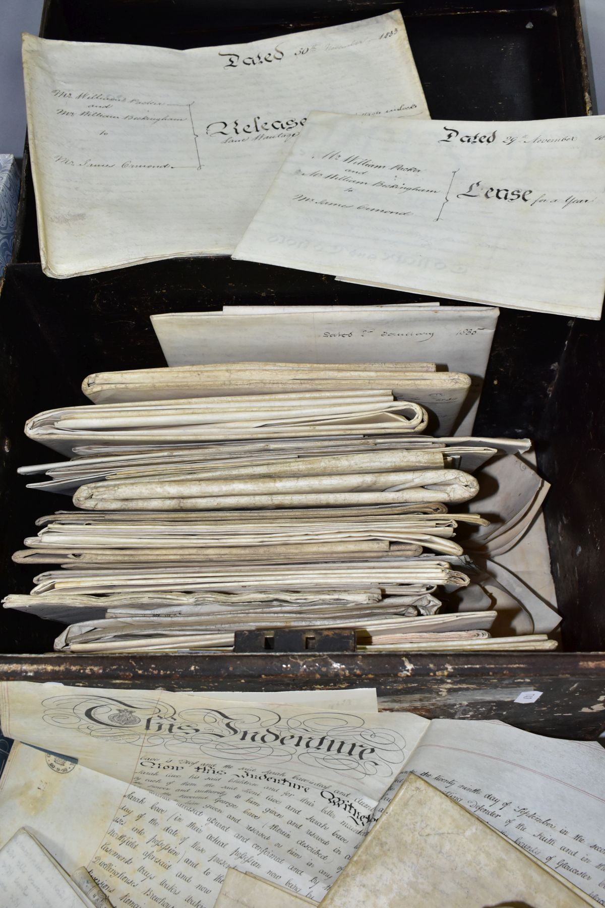 INDENTURES, approximately fifty documents dating from 1800 - 1870's, mostly Leases, Conveyances - Bild 5 aus 5
