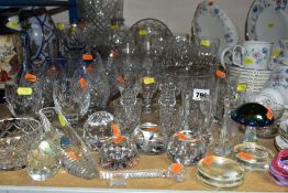 A QUANTITY OF CUT CRYSTAL AND OTHER GLASSWARES, to include Caithness 'Pebble' red, white and lilac