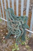 TWO PAIRS OF CAST IRON BENCH ENDS