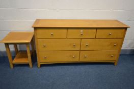 A MARKS AND SPENCERS SIDEBOARD/CHEST OF THREE SHORT OVER FOUR LONG DRAWERS, width 168cm x depth 49cm