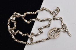 A SILVER 'LINKS LONDON' CHAIN, designed with oval links interspaced with anchor links, fitted with a