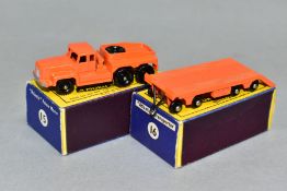 A BOXED MATCHBOX 1-75 SERIES ROTINOFF SUPER ATLANTIC TRACTOR AND TRAILER, No. 15 and 16, orange