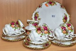 ROYAL ALBERT 'OLD COUNTRY ROSES' TEAWARES, comprising cake/sandwich plate, milk jug, sugar bowl, six