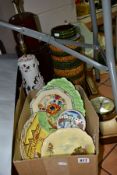 ONE BOX AND LOOSE CERAMICS, BAROMETER, LAMPS AND LAMPSHADES, to include Royal Doulton series ware