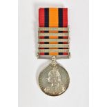 A QUEENS SOUTH AFRICA MEDAL, Bars, Tugela heights, Orange Free Stat, Relief of Ladysmith, Transvaal,