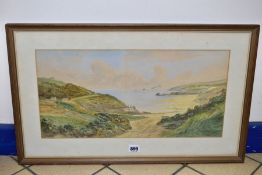 F. WALTERS (19TH/20TH CENTURY) 'TREVAUNANCE COVE, ST AGNES CORNWALL' a Cornish coastal landscape,