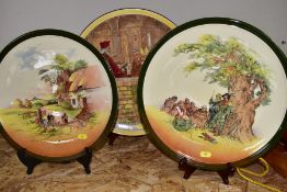 THREE ROYAL DOULTON SERIES WARE CHARGERS, comprising 'The Jackdaw of Rheims' diameter 39cm, '