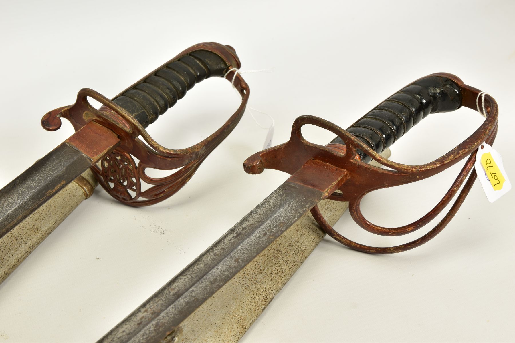 TWO x EXAMPLES OF 1945 PATTERN VICTORIAN INFANTRY SWORDS with metal scabbards, blade lengths - Image 6 of 14