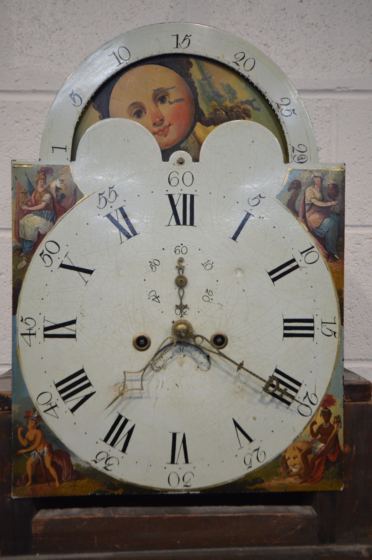 A GEORGE IV MAHOGANY 8 DAY LONGCASE CLOCK, the hood with decorated glass panels below a swan neck - Image 3 of 11