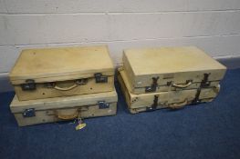 FOUR VARIOUS CREAM SUITCASES