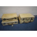 FOUR VARIOUS CREAM SUITCASES