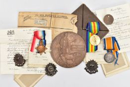 A STUNNING WW1 1914-15 STAR TRIO OF MEDALS, together with a Memorial death plaque complete with