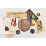 A STUNNING WW1 1914-15 STAR TRIO OF MEDALS, together with a Memorial death plaque complete with