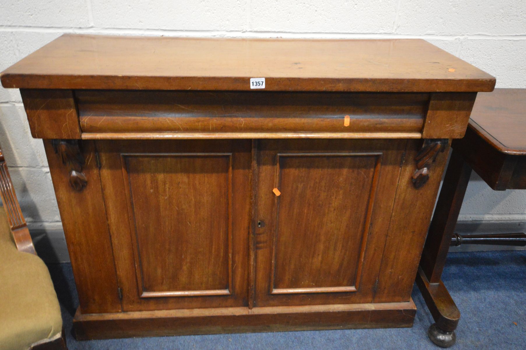 A VICTORIAN WALNUT CHIFFONIER width 106cm x depth 42cm x height 84cm, along with a mahogany work - Image 3 of 4