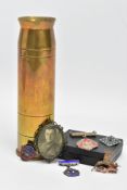 A SMALL SHELL CASE length approximately 18cm marked to base 'Nick' 1948 together with a number of