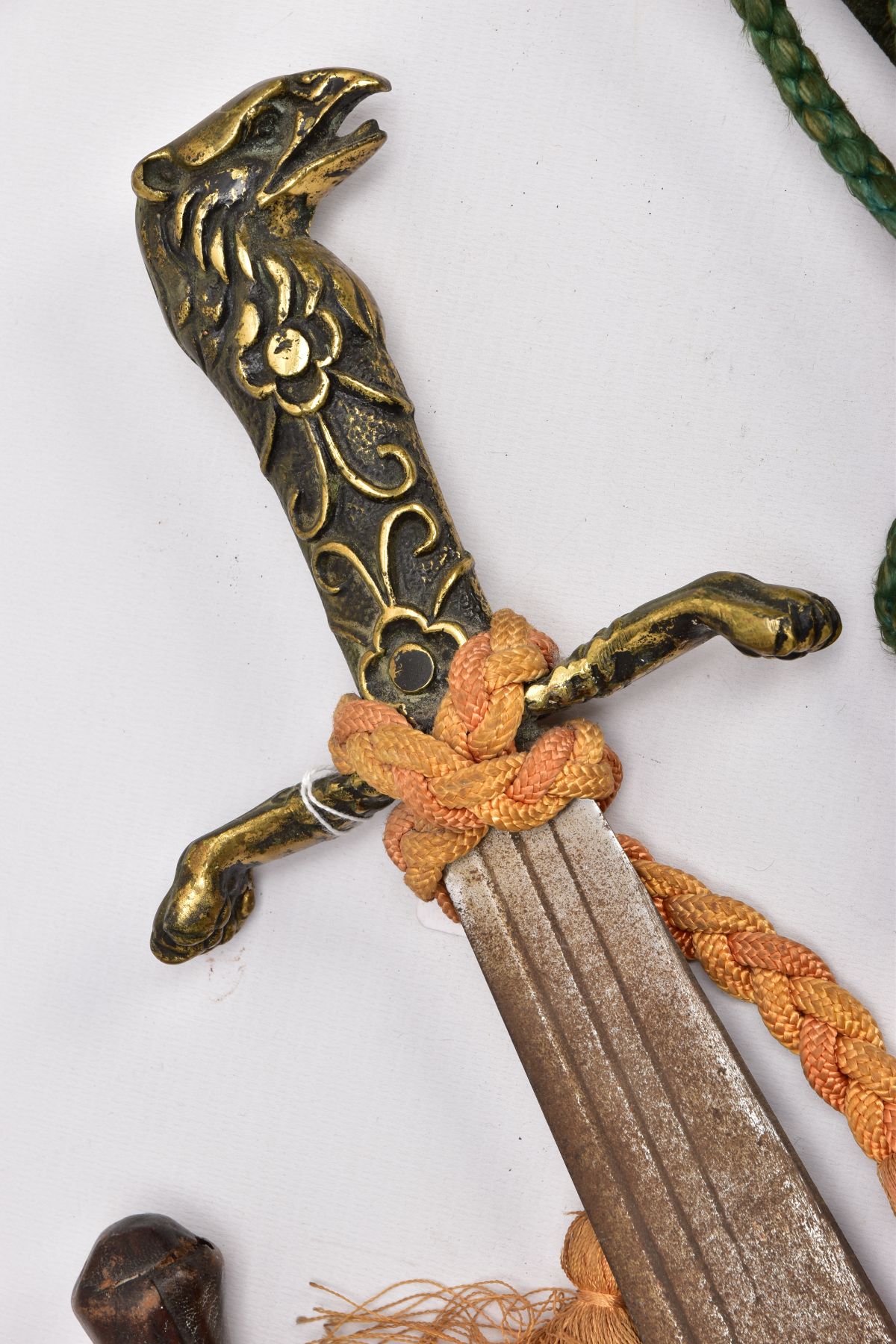 FIVE ASSORTED BLADED WEAPONS, two small short swords, curved blades, poorly constructed, knots in - Image 7 of 14