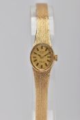 A LADIES 9CT GOLD ROTARY WRISTWATCH, hand wound movement, oval gold dial signed 'Rotary Twenty-One