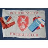 FLAGS, four Cloth Flags, one Rotherham United FC, 69' x 44' approximate, a One2One flag (Rotherham