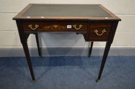 MAPLE AND CO, LONDON, AN EDWARDIAN ROSEWOOD AND MARQUETRY INLAID LADIES DESK, with a black leather