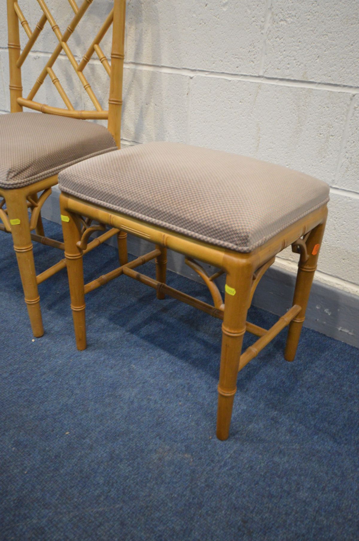 A CHINESE CHIPPENDALE STYLE BAMBOO SIDE CHAIR and matching stool (2) - Image 3 of 3