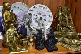 COAL MINING RELATED ORNAMENTS AND COLLECTORS PLATES, comprising two ceramic figures 'Blacksmith' and