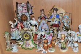 A COLLECTION OF LATE 19TH AND 20TH CENTURY CONTINENTAL MOSTLY FIGURAL CERAMICS, including Goebel dog