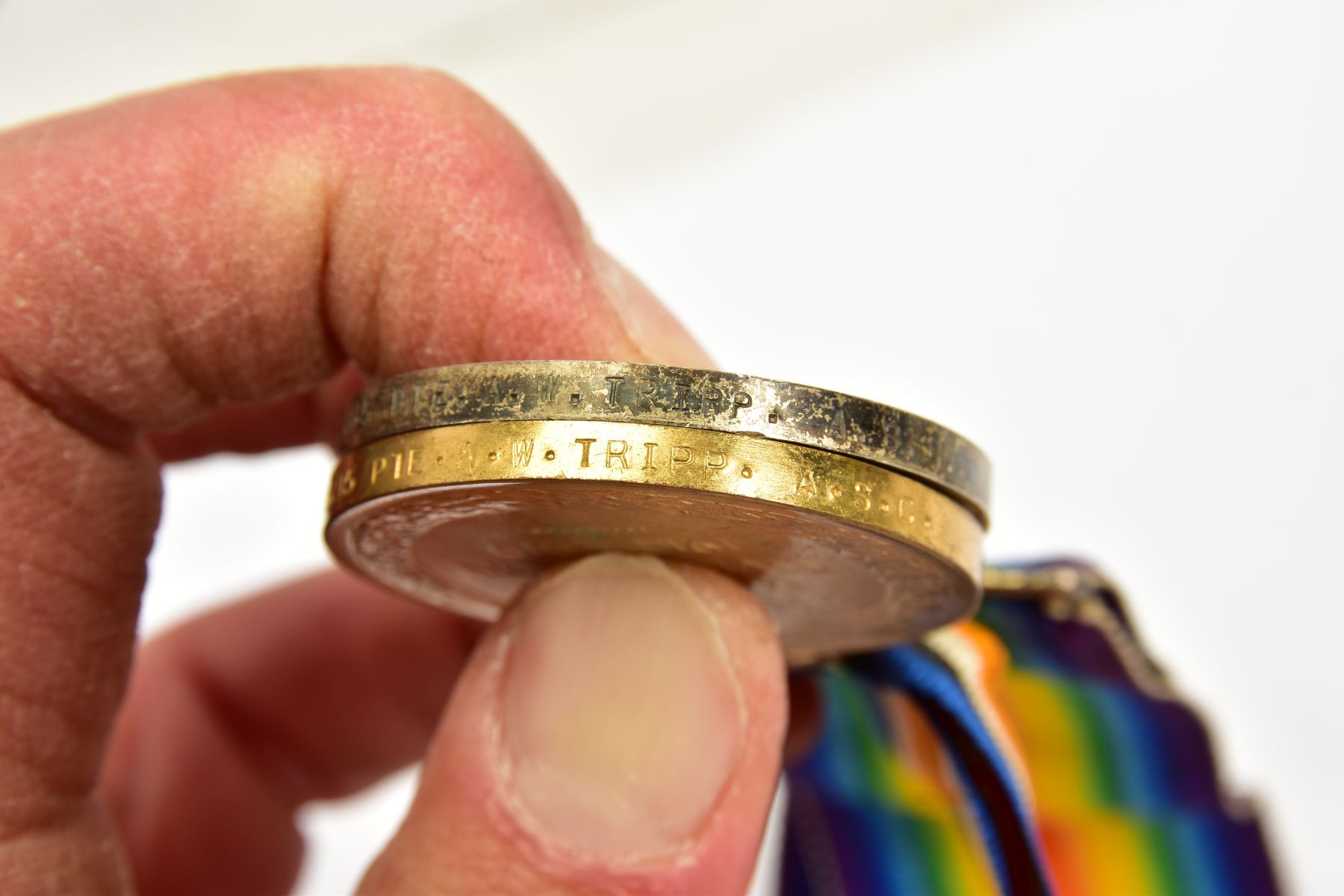 A WWI BRITISH WAR AND VICTORY MEDALS named to M-273495 Pte A.W.Tripp. ASC, together with a 1902 - Image 5 of 5