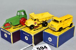 THREE BOXED MATCHBOX 1-75 SERIES VEHICLES, Aveling Barford Diesel Road Roller, No. 1, third type,