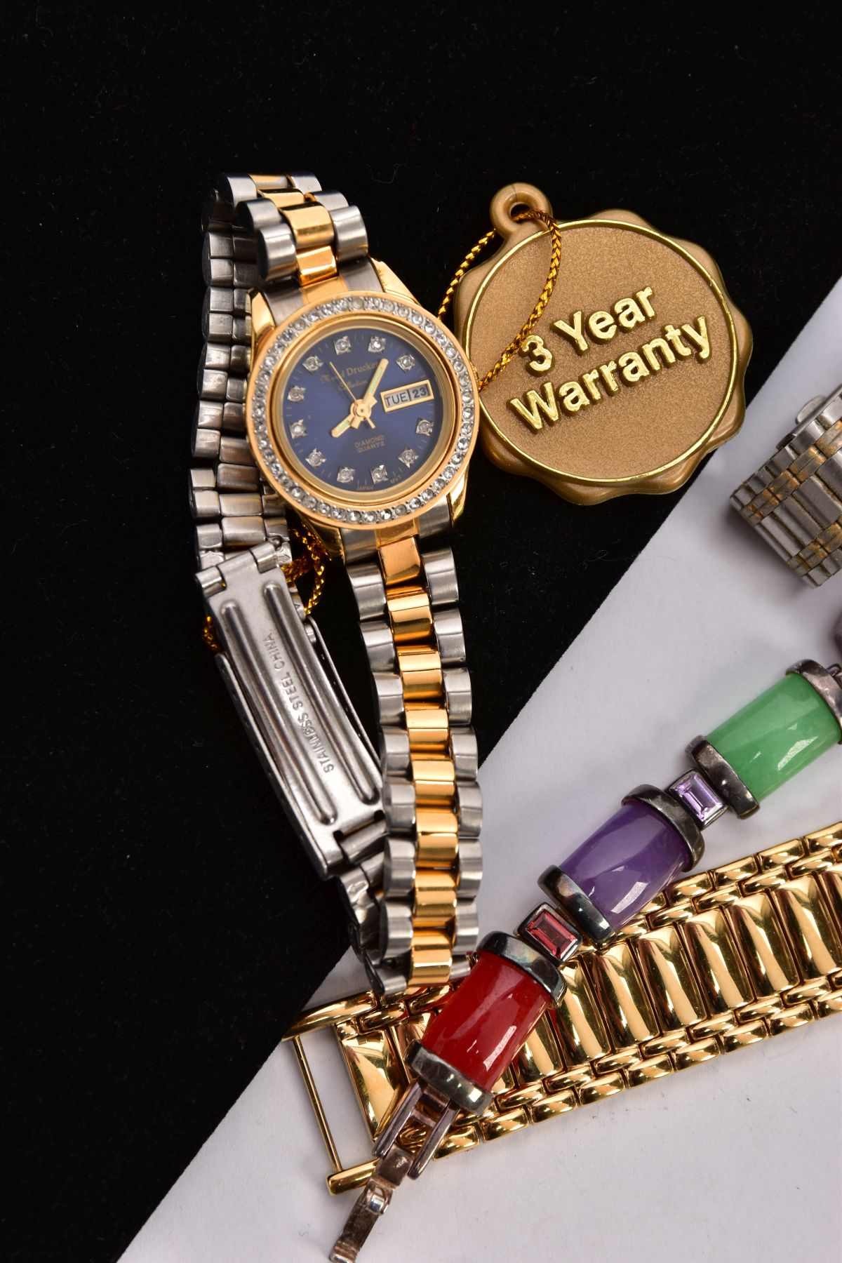 FOUR WATCHES, to include a lady's wristwatch with mother of pearl face and gem set strap, a Kolber - Image 4 of 4