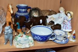 FOURTEEN ITEMS OF BESWICK AND OTHER CERAMICS comprising Beswick Palomino (prancing Arab type) H1261,